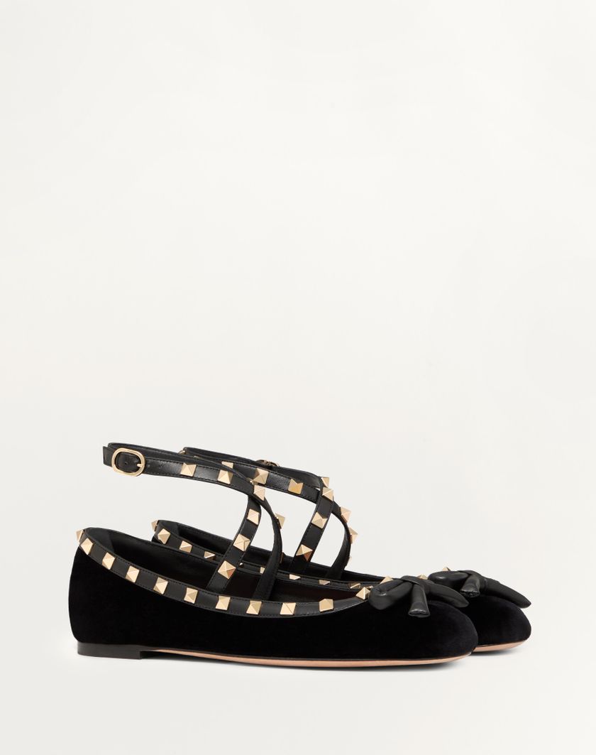 ROCKSTUD VELVET BALLERINA - Image 1